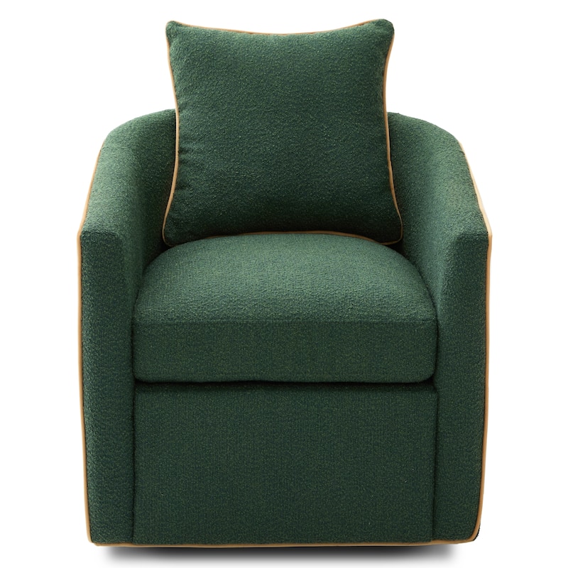 Roomfitters Round Swivel Accent Chair with Curved Backrest, Boucle Fabric Club Chair