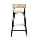 preview thumbnail 24 of 28, Hand Woven Bar Stools with Back Set of 2 Paper Rope Round Barstools with Footrest for Kitchen Island & Dining Rooms
