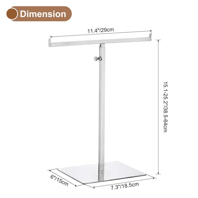 Purse Display Stand T Shaped Metal Adjustable Handbag Rack - Silver - Silver