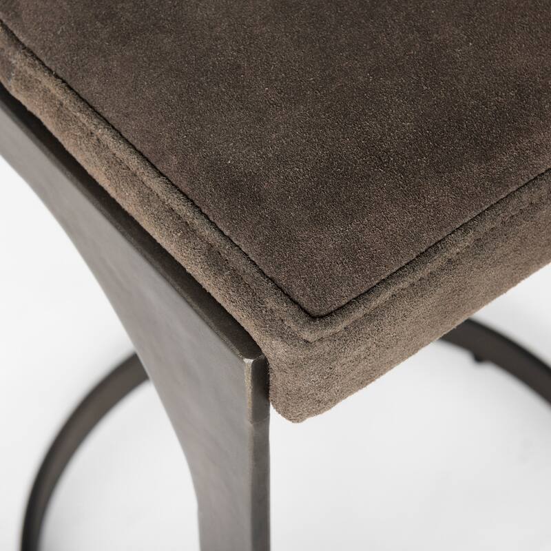Tyson Black Genuine Leather with Dark Gray Metal Frame Counter Stool