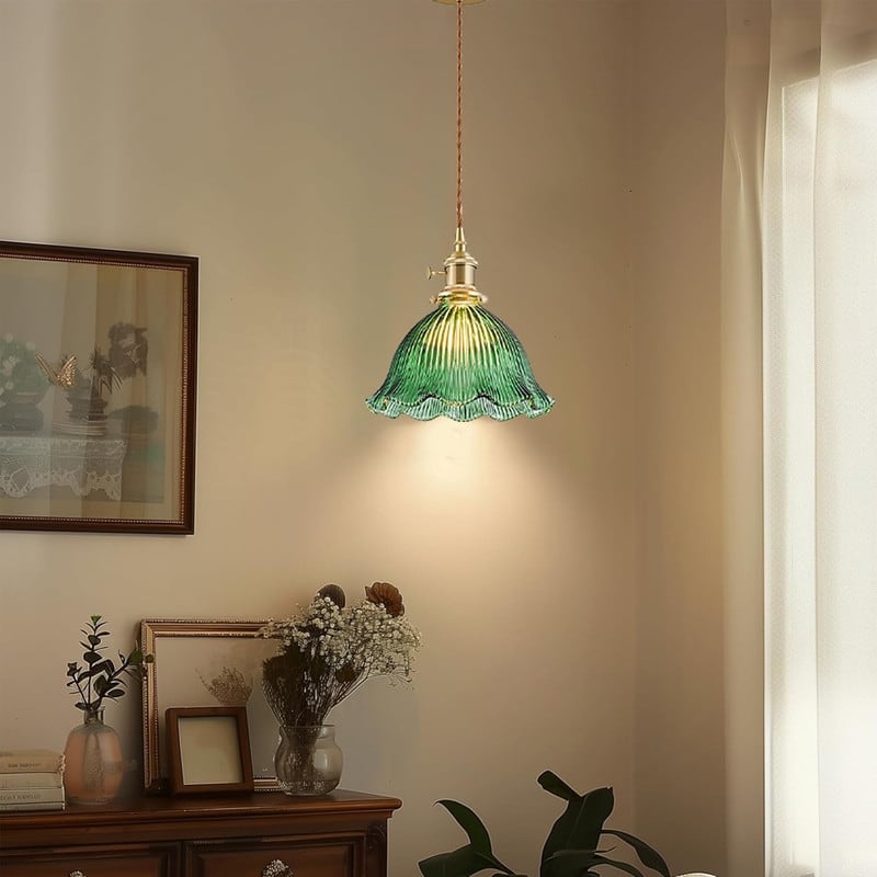 Farmhouse island lights Magnolia green dining light copper, glass pendant light