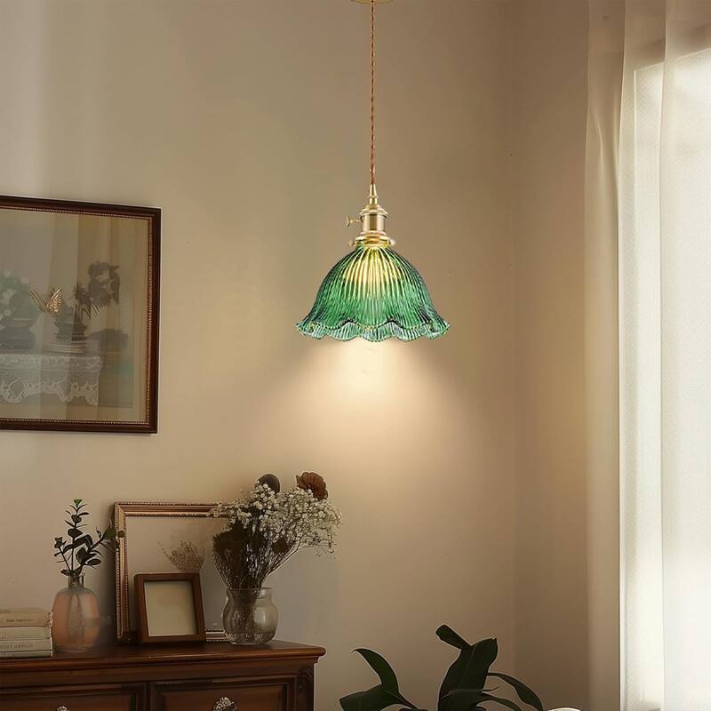 Farmhouse island lights Magnolia green dining light copper, glass pendant light