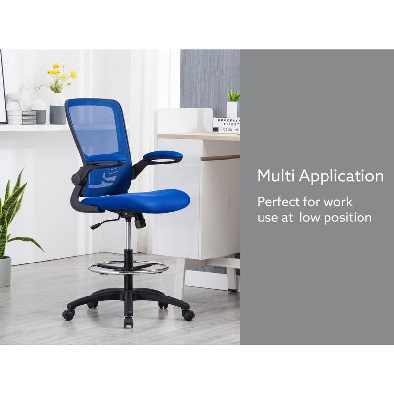 Serena Ergonomic Mesh Drafting Chair - Adjustable, Breathable Mesh, Lumbar Support, Ergonomic and Height Adjustable Flip-Top