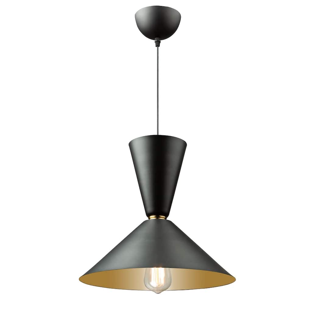 Tempo 1 Light Large Pendant - Matte Black and Brass
