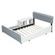 preview thumbnail 19 of 20, Full Size Upholstered Platform Bed, Faux Leather Bed with Storage Nightstand & Guardrail, Platform Bed Frame with Footboard