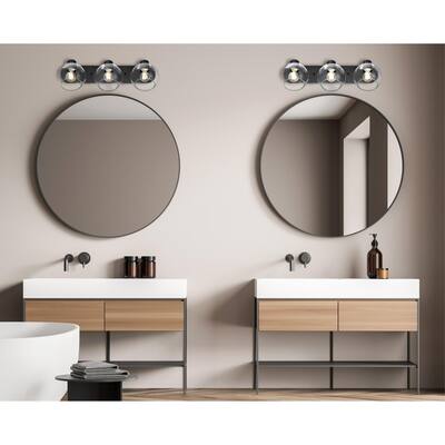 Westinghouse Lighting Hyson Three Light Wall Fixture, Matte Black Finish, Clear Glass