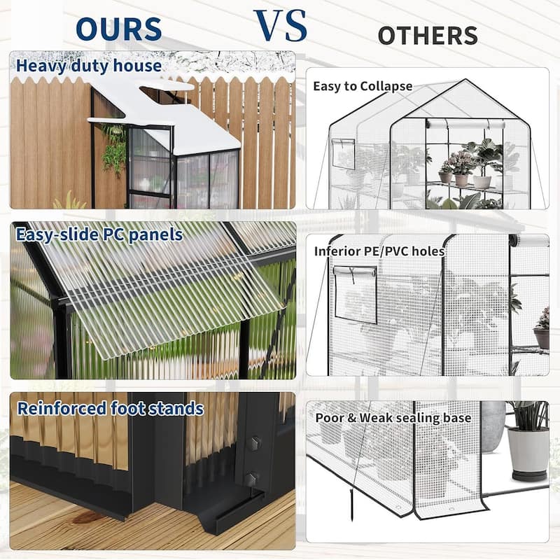 4x4FT Portable Outdoor Walk-in Greenhouse for Winter Gardening, Black