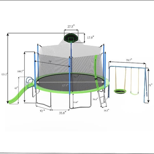 dimension image slide 0 of 2, Trampoline Kids and Adults Outdoor Square Trampoline with Enclosure