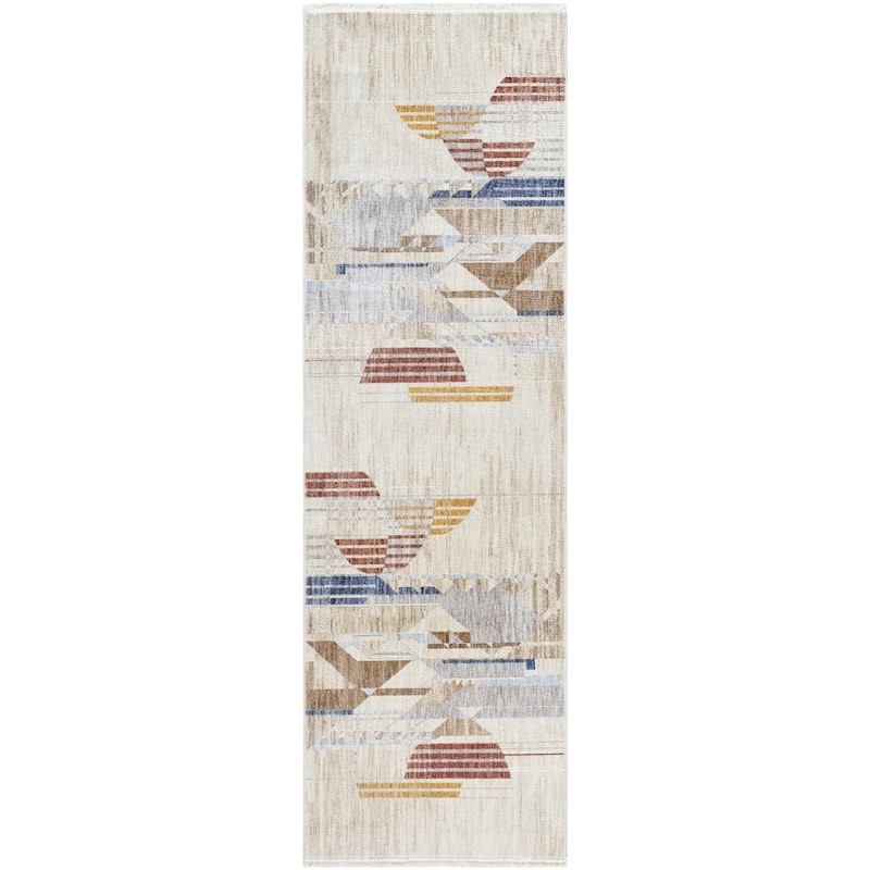 Livabliss Modern & Contemporary Usonia Geometric Area Rug - 3'2" x 10' - Multi/Tan