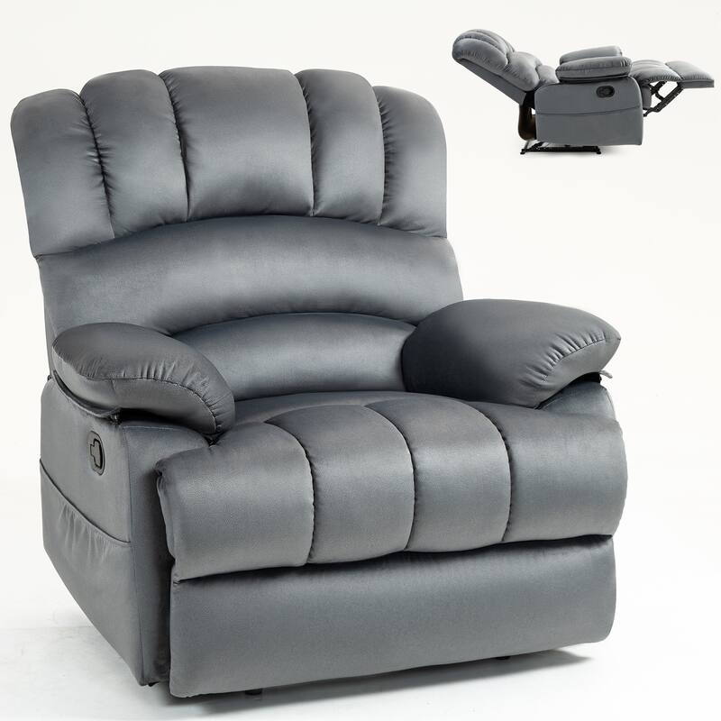 Brown Extra-Large Manual Recliner with 155° Recline and Cozy Fabric Upholstery