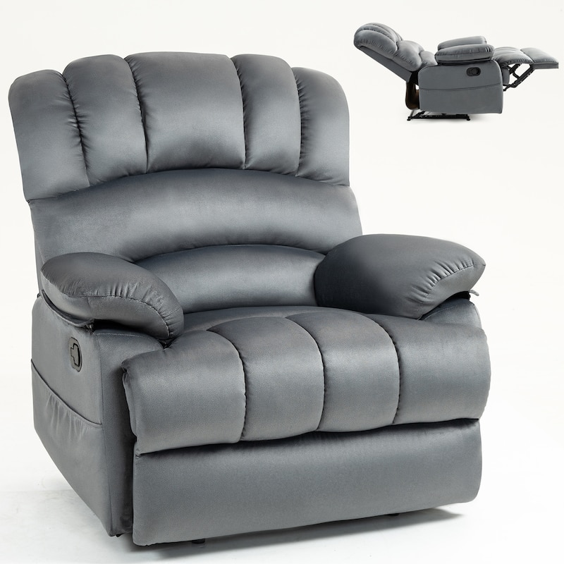 Brown Oversized Manual Recliner with 155° Recline, Easy Assembly, and Spacious Design for Living Room