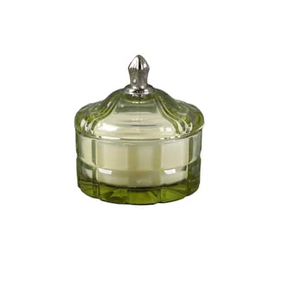 4.13"D Glass Vanity Candle w Metal Nob Lid (6.5 oz)