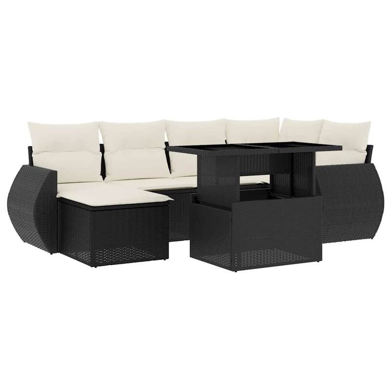 vidaXL Patio Sofa Set with Cushions Outdoor Furniture 7 Piece Poly Rattan