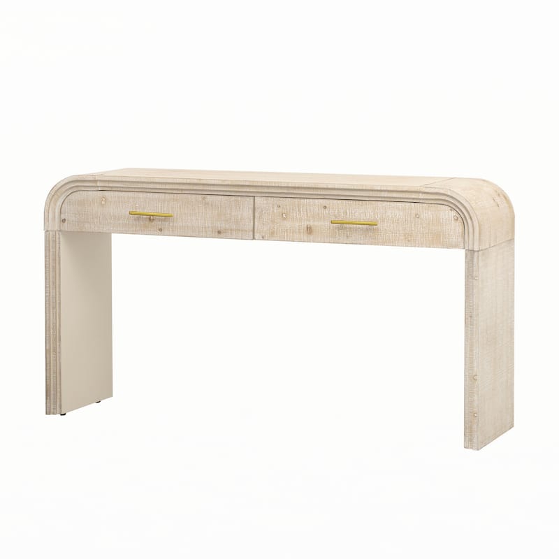 Unique Retro Silhouette Console Table(Natural Wood Wash)