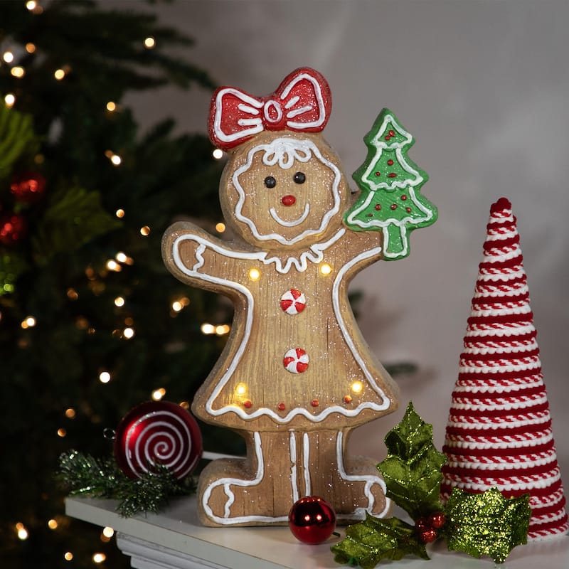 LED Lighted Gingerbread Girl Christmas Figurine - 15.25"