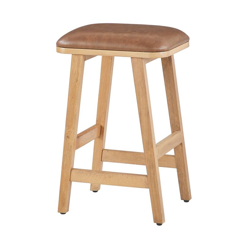 Bower Home Upholstered Wood Saddle Stools - Set of 2