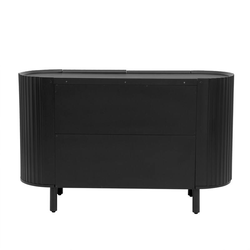 Light Luxury Sideboard with Adjustable Shelves, Curved Design Storage Buffet Cabinet for Living Room/Kitchen/Entryway/Hallway