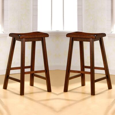 Saddle Design Chestnut Stools (Set of 2)
