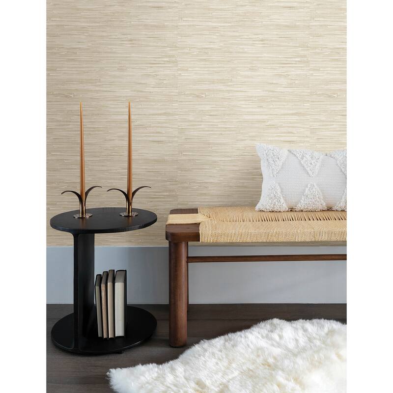 A-Street Prints Exhale Dove Woven Faux Grasscloth Wallpaper