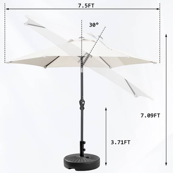dimension image slide 7 of 16, Autlaycil 7.5FT Solar Patio Umbrella with Base and Tilt,Crank