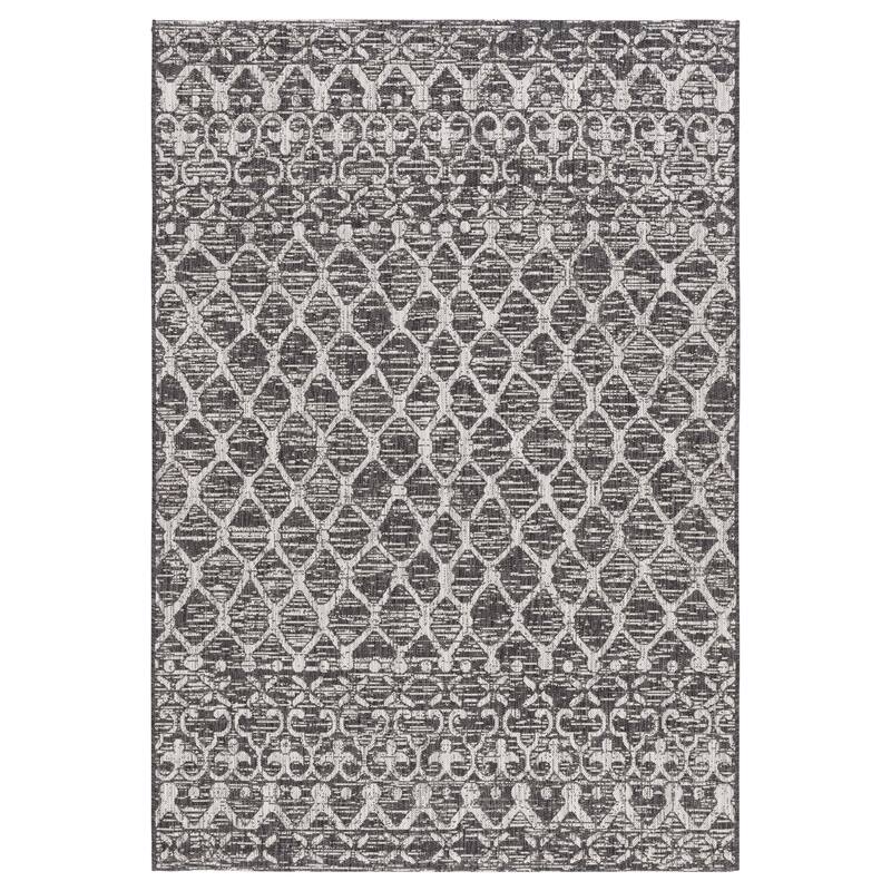 SAFAVIEH Courtyard Jancee Transitional Rug - 5'3" x 7'7" - Black/Grey
