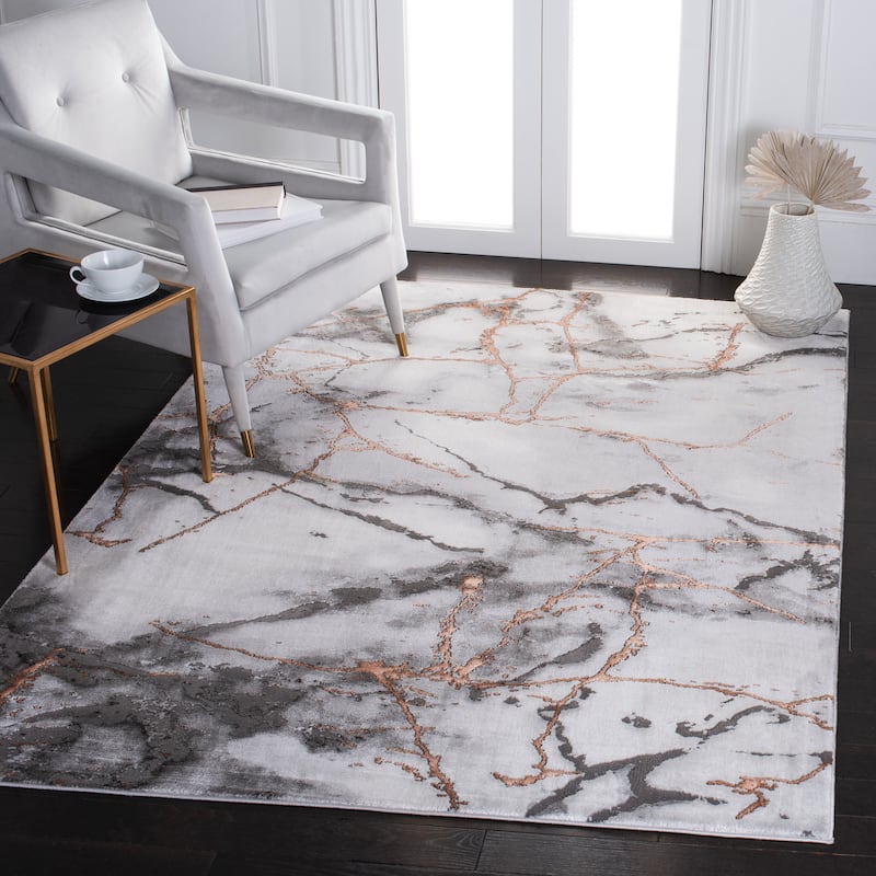 SAFAVIEH Craft Miyase Modern Abstract Rug - 6'7" x 9' - Grey/Orange