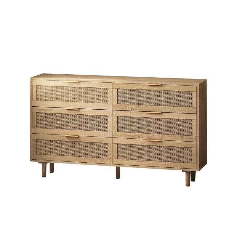 6 Drawers Rattan Storage Cabinet with Legs