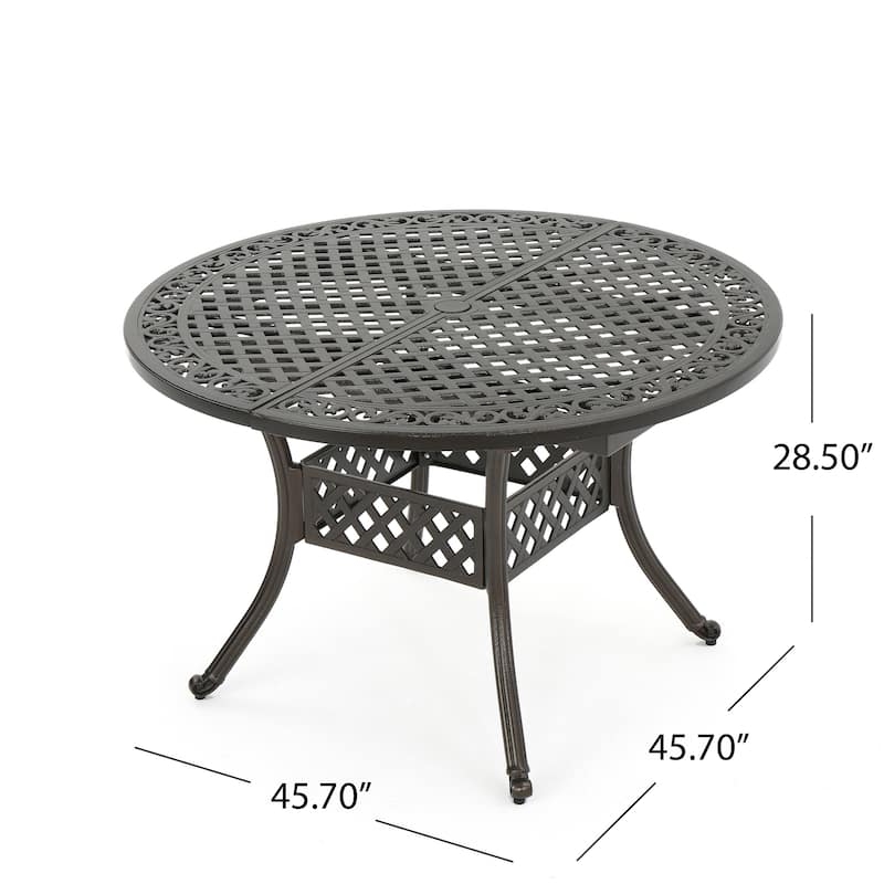 Outdoor Expandable Aluminum Dining Table for 4-6 People,Hammered Bronze Finish for Dining Room,Kitchen