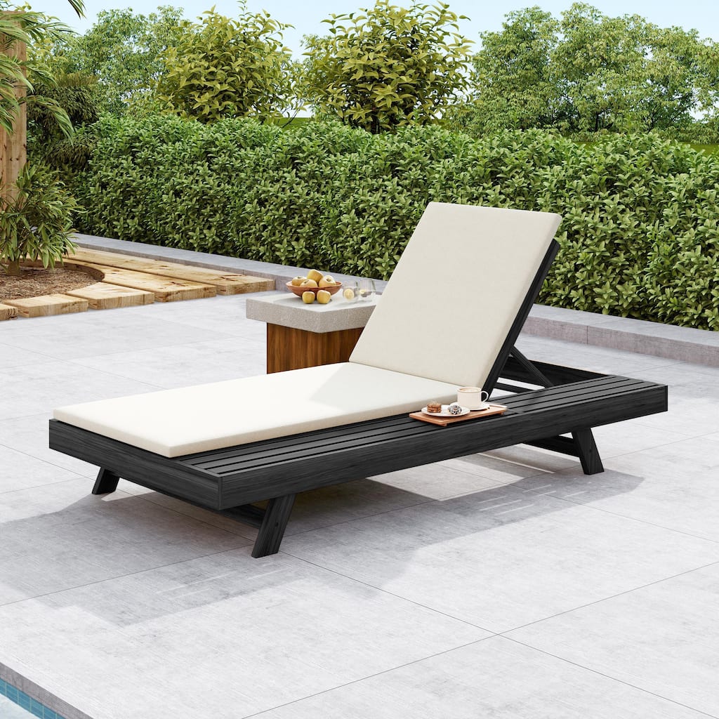 Christopher Knight Home - Molino Modern Outdoor Acacia Wood 4-Position Adjustable Chaise Lounge with Water-Resistant Cushion