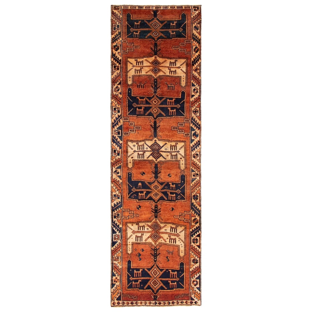 ECARPETGALLERY Hand-knotted Melis Vintage Copper Wool Rug - 4'1 x 12'11
