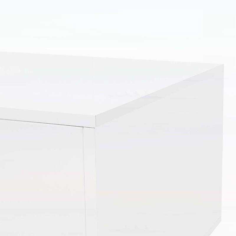 Functional Modern Rectangle Coffee Table with Storage and LED Lights,Ideal for Enhancing Living Room