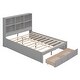 preview thumbnail 5 of 9, Full Size Bed Platform Bed with Storage Bookcase Headboard, 2 Storage Drawers & Charging Station for Kids Boys Girls, Gray