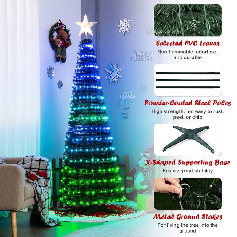 Costway 6.2 FT Pop-up Lighted Christmas Tree Pre-Lit Xmas Tree W/282 - See Details