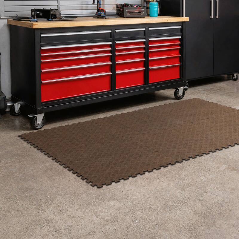Mohawk Home Crosshatch Interlocking Utility Mats (6 Pieces) (24 Square Feet) for Gym Floor, Under Crate, Workroom, and More