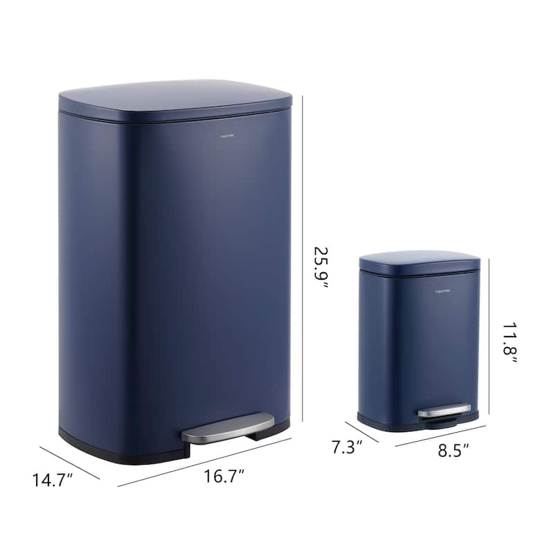 happimess 13-Gallon Trash Can with Soft-Close Lid and FREE Mini Trash Can