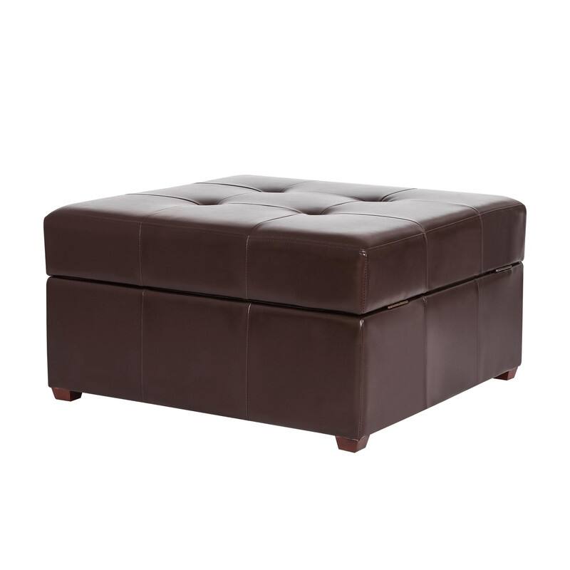 ADECO Storage Ottoman Square Bench Tufted Footrest for Living Room
