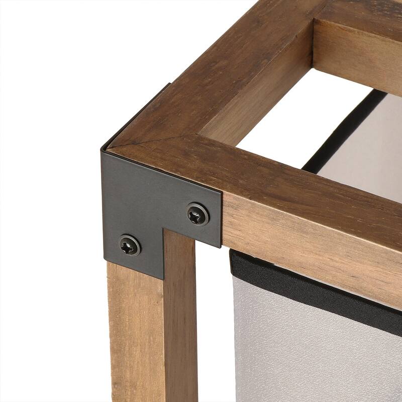 Anmytek 1-Light Farmhouse Wood Square Pendant Light Fabric Shade Kitchen Island Lights for Dining Room - 8" L x 8" W x 10" H