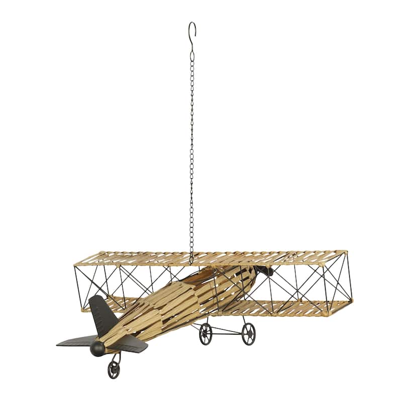 Metal Airplane Handmade Sculpture - Brown - Roche River Decor