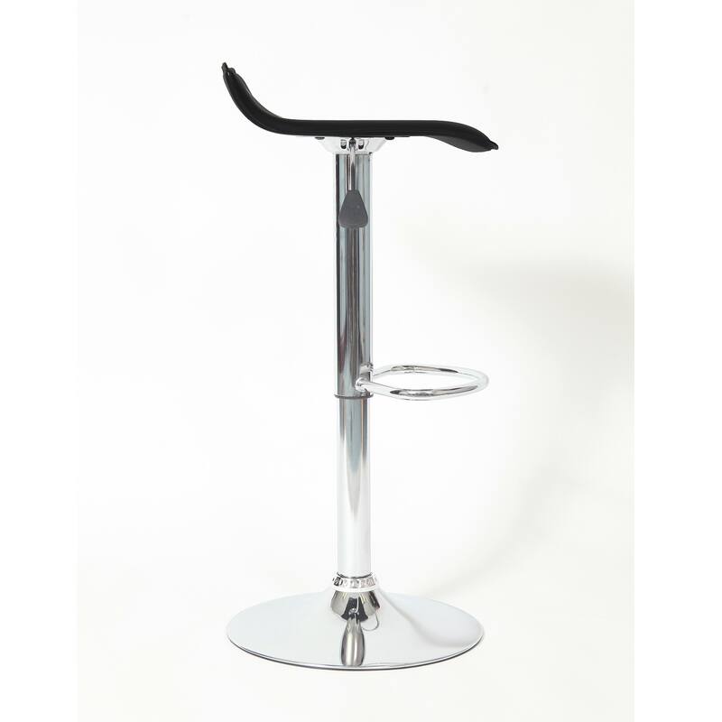 Set of 2 Chrome Air Lift Adjustable Swivel Stools with Footrest