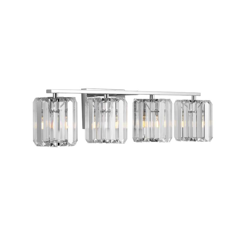 Spaulding Prism Vintage Metal/Glass Classic Glam LED Vanity Light, by JONATHAN Y - 4 Bulb