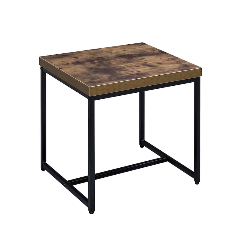 Mestica Weathered Oak and Black Rectangular End Table