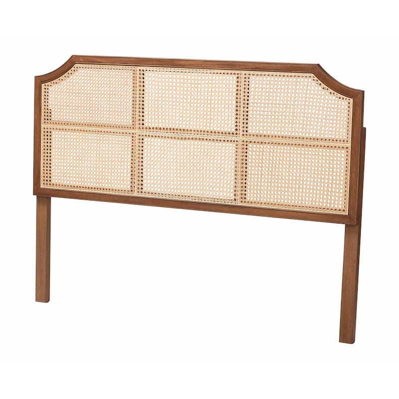 Hermine Bamboo Woven Headboard - Solid Wood Bed Backrest Panel with Curved Top, Boho Coastal Bed Accent, Queen Size - Queen