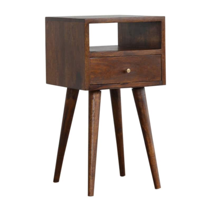 HomeRoots 22" Chestnut Solid Wood Square One Drawer Nightstand