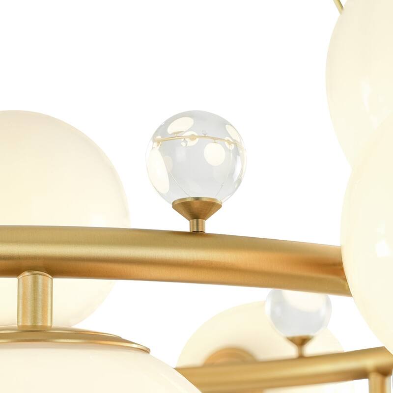 12-Light Luxe White Bubble Glass Globe Round Circle Chandelier