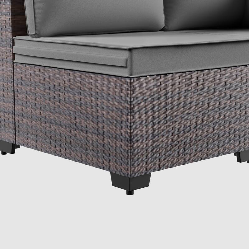 7-Piece Patio Furniture Set, Wicker Outdoor Seatings Conversation Sofa with Side Table - 7-Pieces