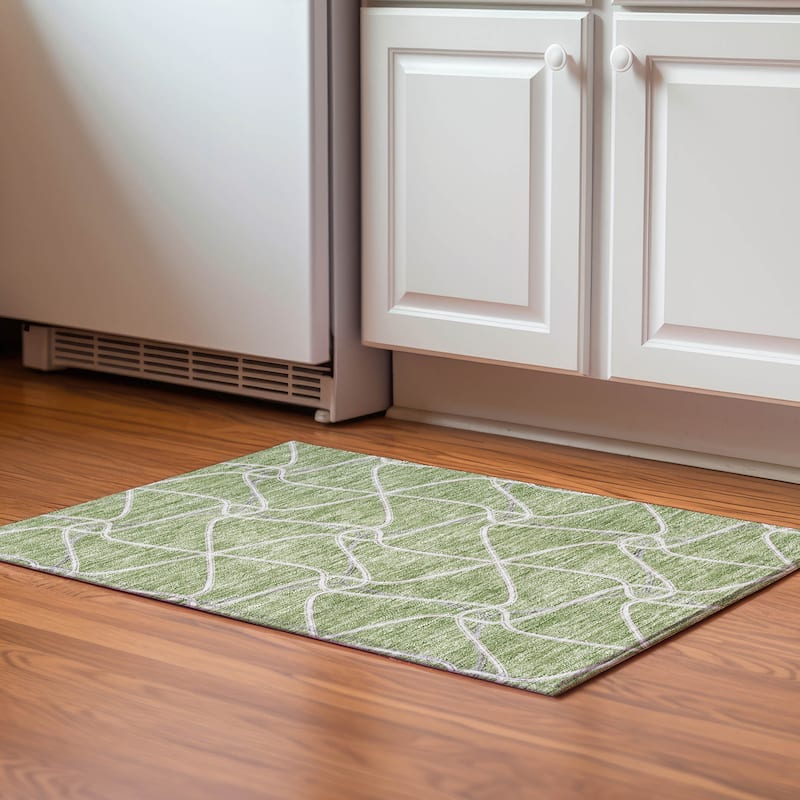Premium Washable Super Soft Contemporary Geo Mayfield Rug - Aloe - 1'8" x 2'6"