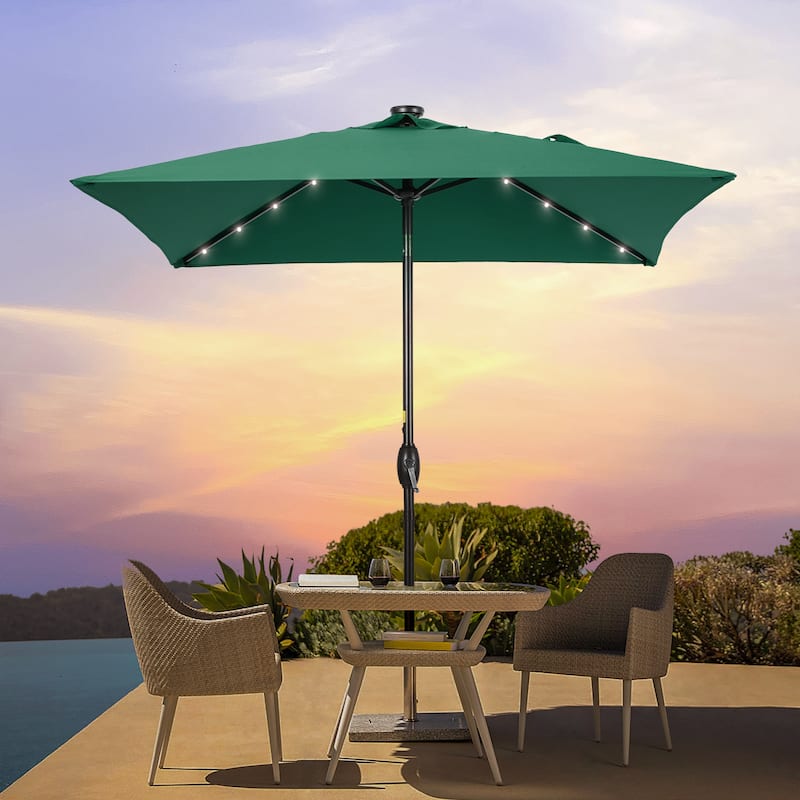 BONOSUKI 6.5x6.5Ft LED Patio Market Umbrella Weather-Resistant Frame - Dark Green