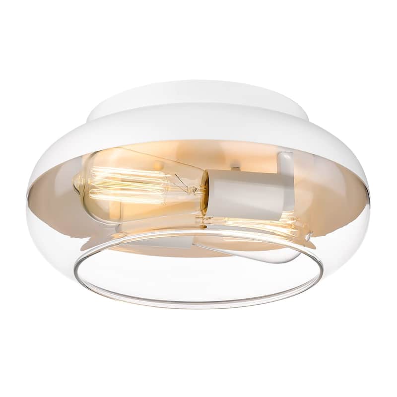 Ceiling Light Flush Mount Light Fixture with Clear Glass - White