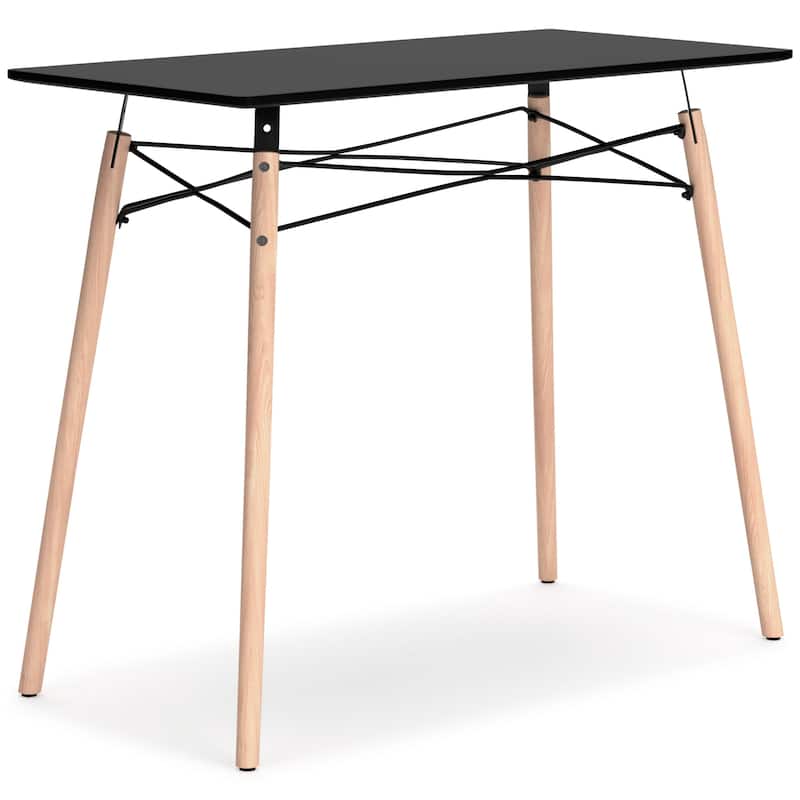 Laara Home Office Desk, Black, Brown Wood, Metal Leg Braces, 36 Inch