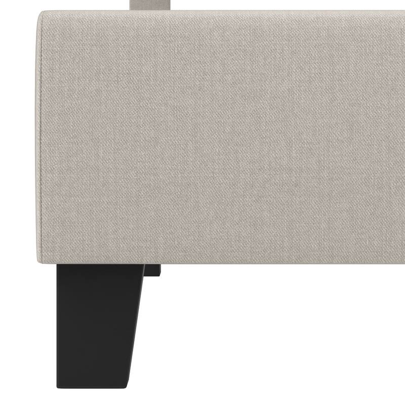 Moasis Linen Upholstered Platform Bed Velvet Bed Frame with Adjustable Headboard